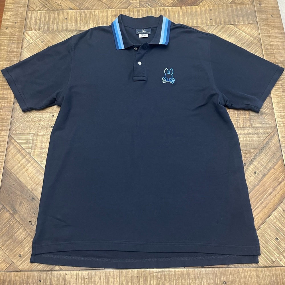Psycho Bunny Dark Polo with Light Blue Trim